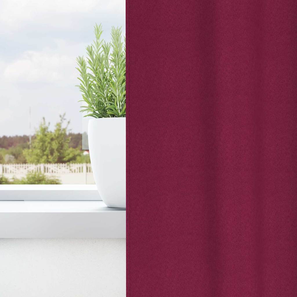 Tende Blackout con Anelli 2 pz Rosso Vino 140 x 140 cm