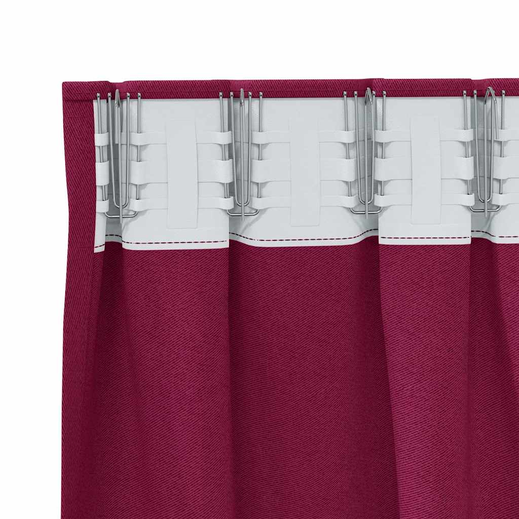 Tende Blackout con Anelli 2 pz Rosso Vino 140 x 140 cm