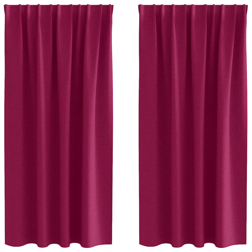 Tende Blackout con Anelli 2 pz Rosso Vino 175 x 140 cm
