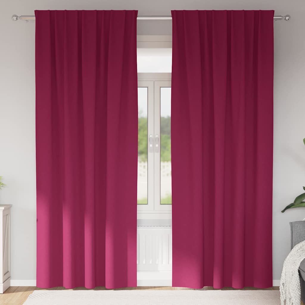 Tende Blackout con Anelli 2 pz Rosso Vino 245 x 140 cm