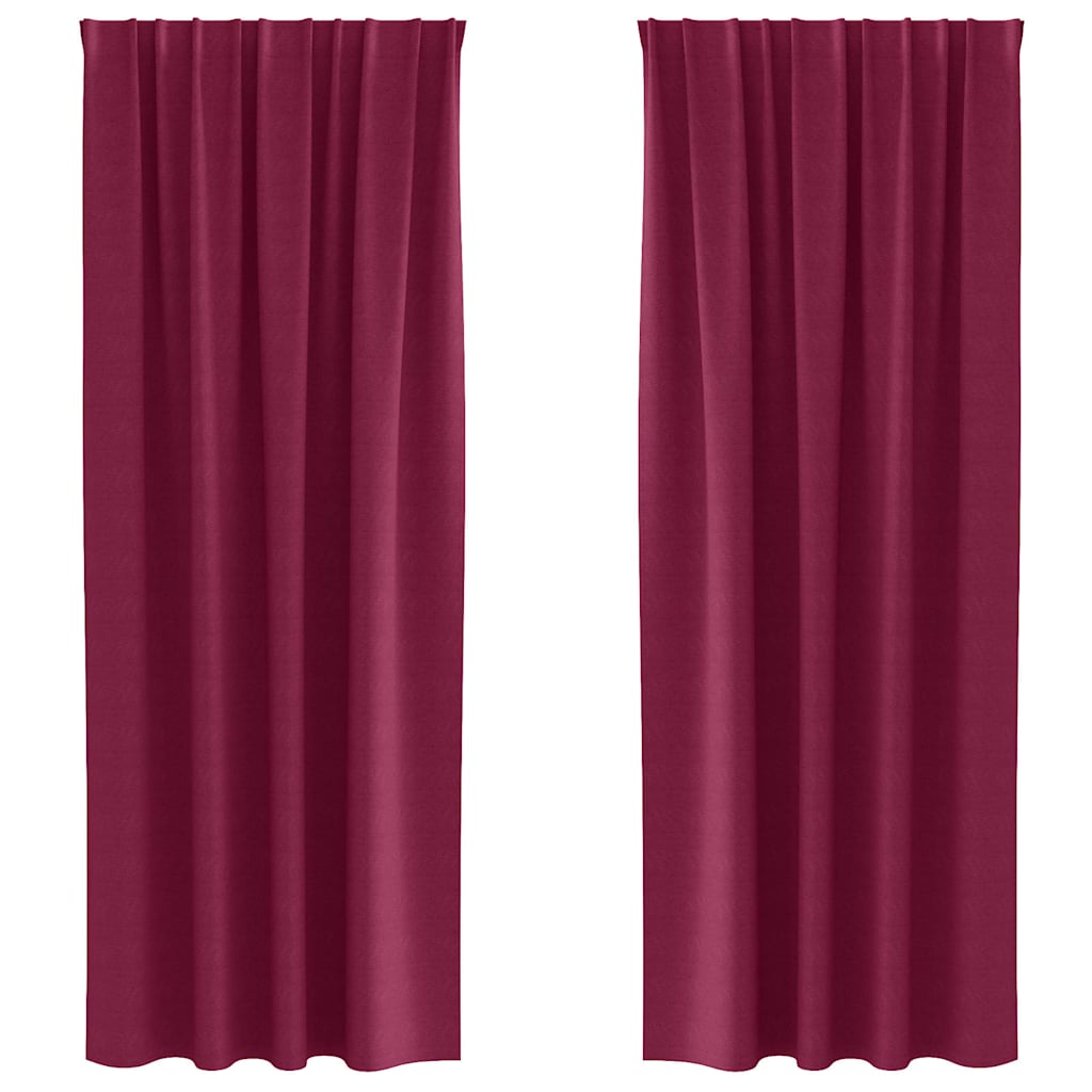 Tende Blackout con Anelli 2 pz Rosso Vino 260 x 140 cm