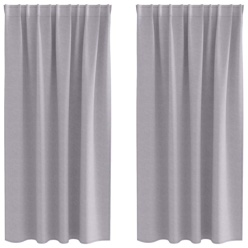 Tende Blackout con Anelli 2 pz Grigio Metallico 175 x 140 cm