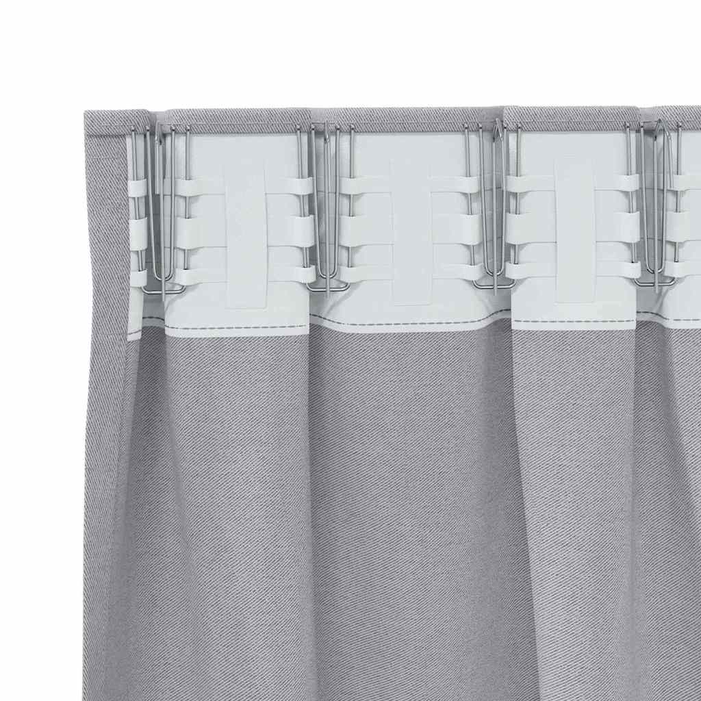 Tende Blackout con Anelli 2 pz Grigio Metallico 245 x 140 cm