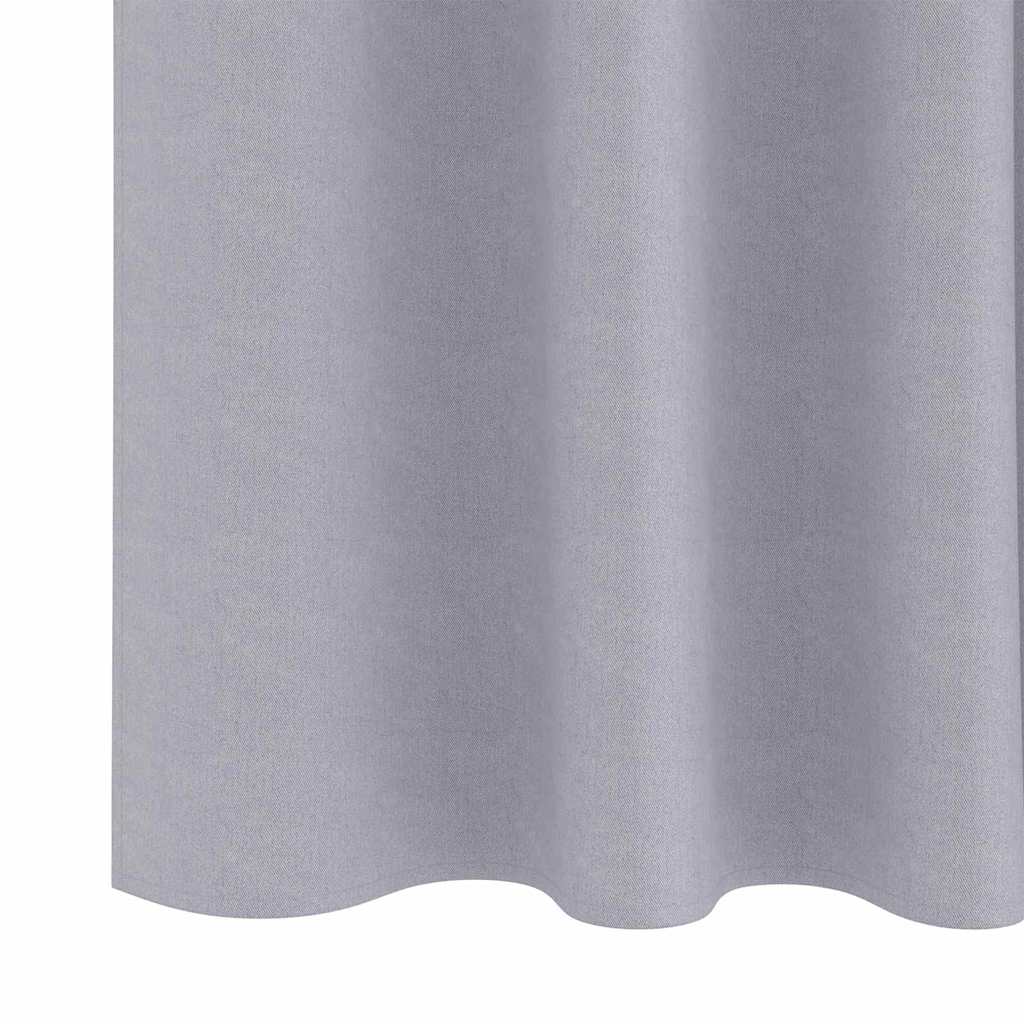 Tende Blackout con Anelli 2 pz Grigio Metallico 245 x 140 cm