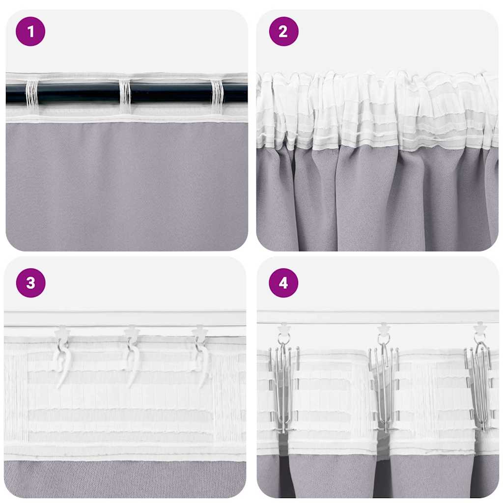 Tende Blackout con Anelli 2 pz Grigio Metallico 245 x 140 cm