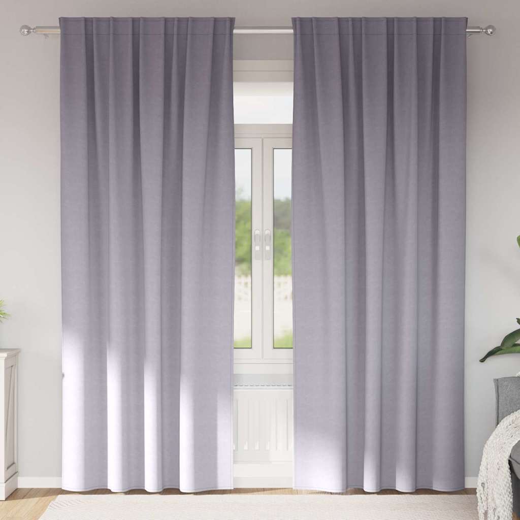 Tende Blackout con Anelli 2 pz Grigio Metallico 260 x 140 cm