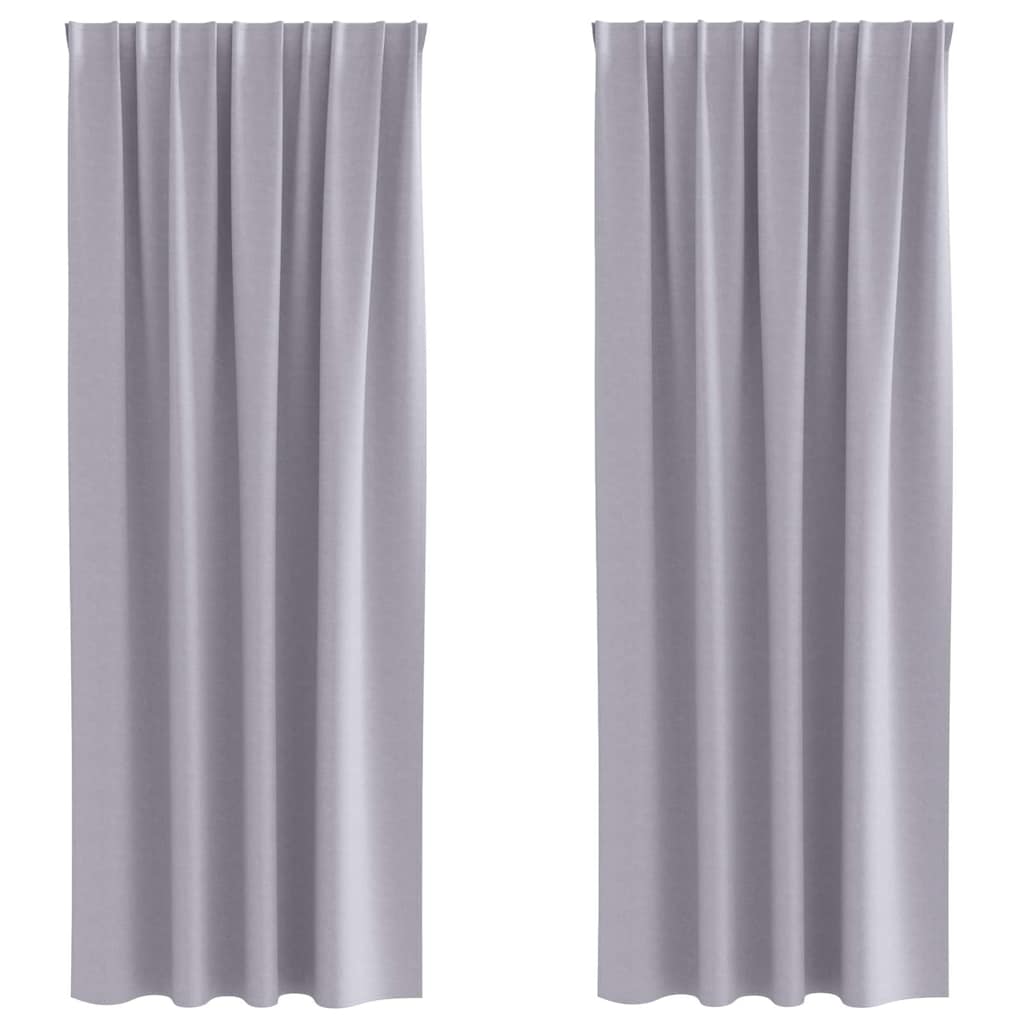 Tende Blackout con Anelli 2 pz Grigio Metallico 260 x 140 cm