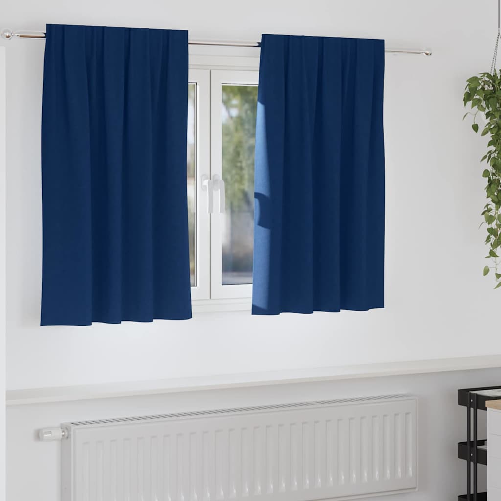 Tende Blackout con Anelli 2 pz Blu Scuro 140 x 140 cm