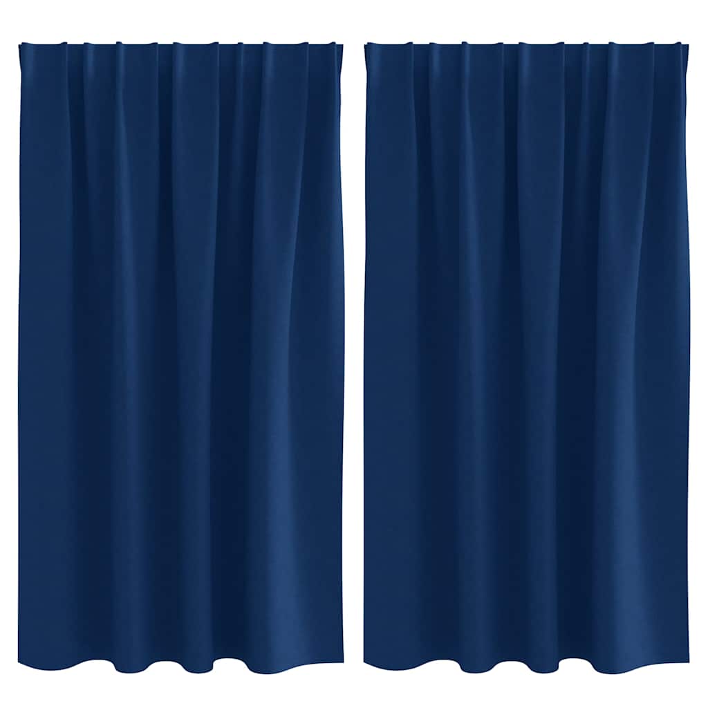 Tende Blackout con Anelli 2 pz Blu Scuro 140 x 140 cm