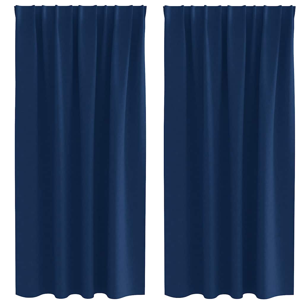 Tende Blackout con Anelli 2 pz Blu Scuro 175 x 140 cm