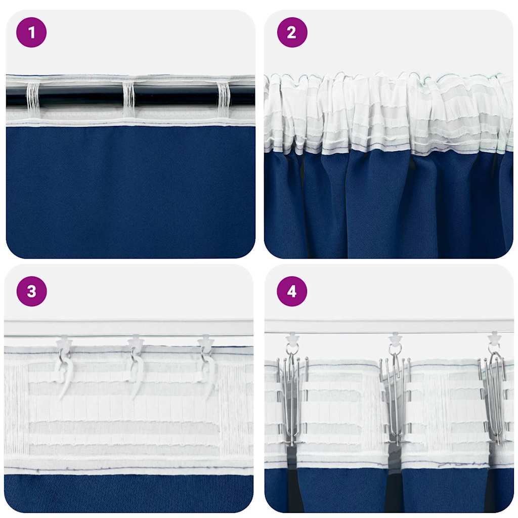 Tende Blackout con Anelli 2 pz Blu Scuro 225 x 140 cm