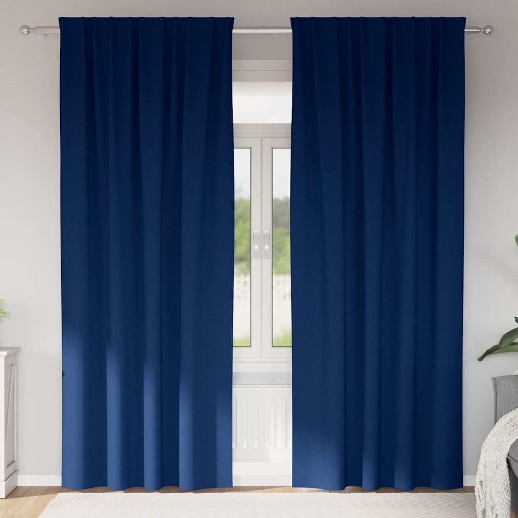 Tende Blackout con Anelli 2 pz Blu Scuro 260 x 140 cm