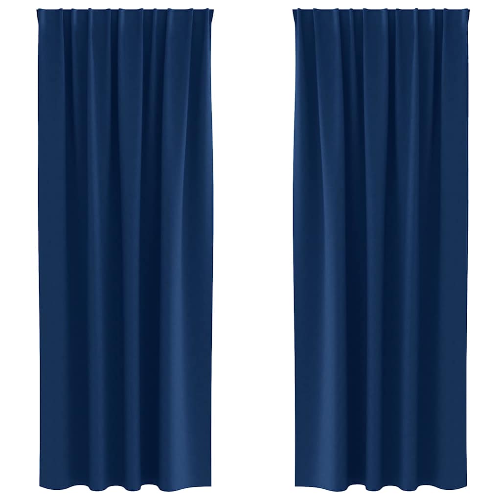 Tende Blackout con Anelli 2 pz Blu Scuro 260 x 140 cm