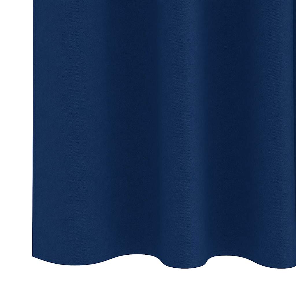 Tende Blackout con Anelli 2 pz Blu Scuro 260 x 140 cm