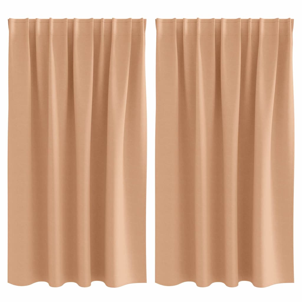 Tende Blackout con Anelli 2 pz Marrone Chiaro 140 x 140 cm