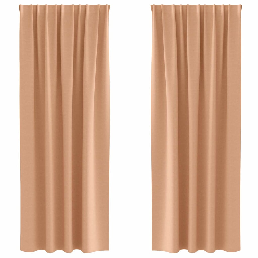 Tende Blackout con Anelli 2 pz Marrone Chiaro 225 x 140 cm