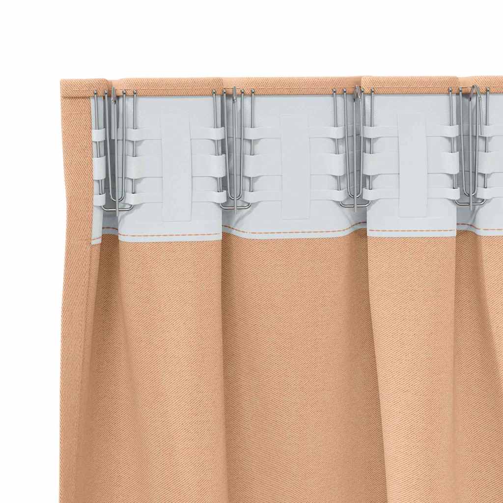 Tende Blackout con Anelli 2 pz Marrone Chiaro 260 x 140 cm