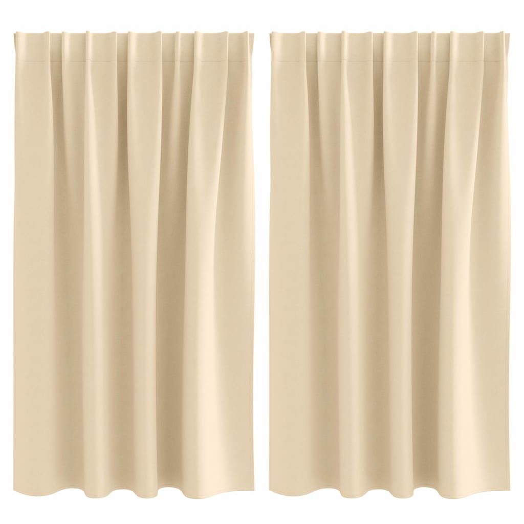Tende Blackout con Anelli 2 pz Crema 140 x 140 cm Poliestere