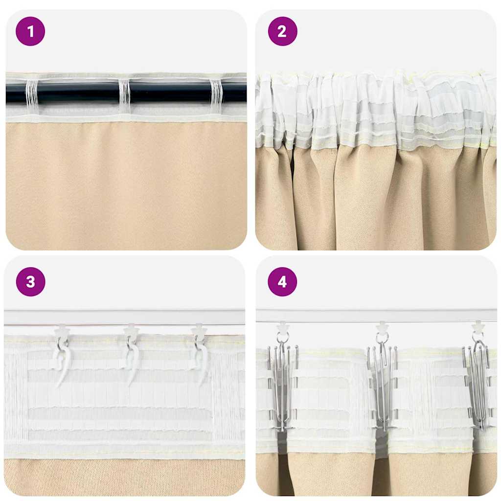 Tende Blackout con Anelli 2 pz Crema 140 x 140 cm Poliestere