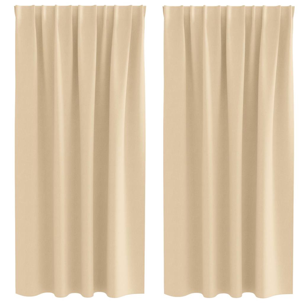 Tende Blackout con Anelli 2 pz Crema 175 x 140 cm Poliestere