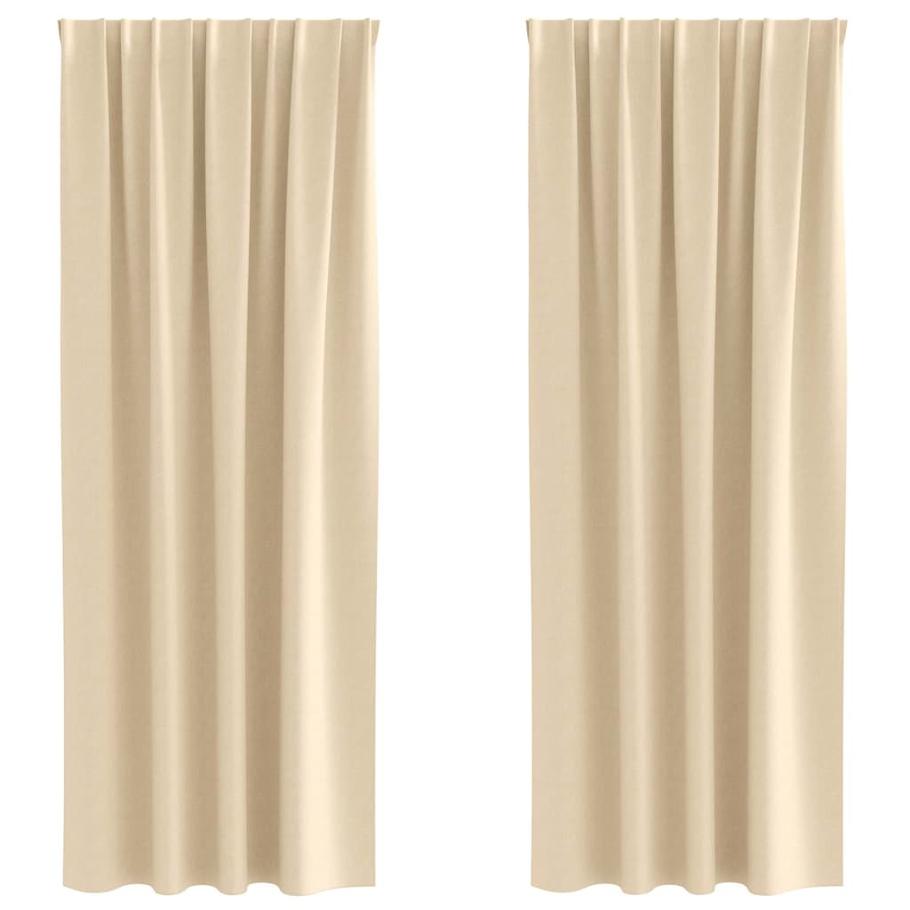 Tende Blackout con Anelli 2 pz Crema 225 x 140 cm Poliestere