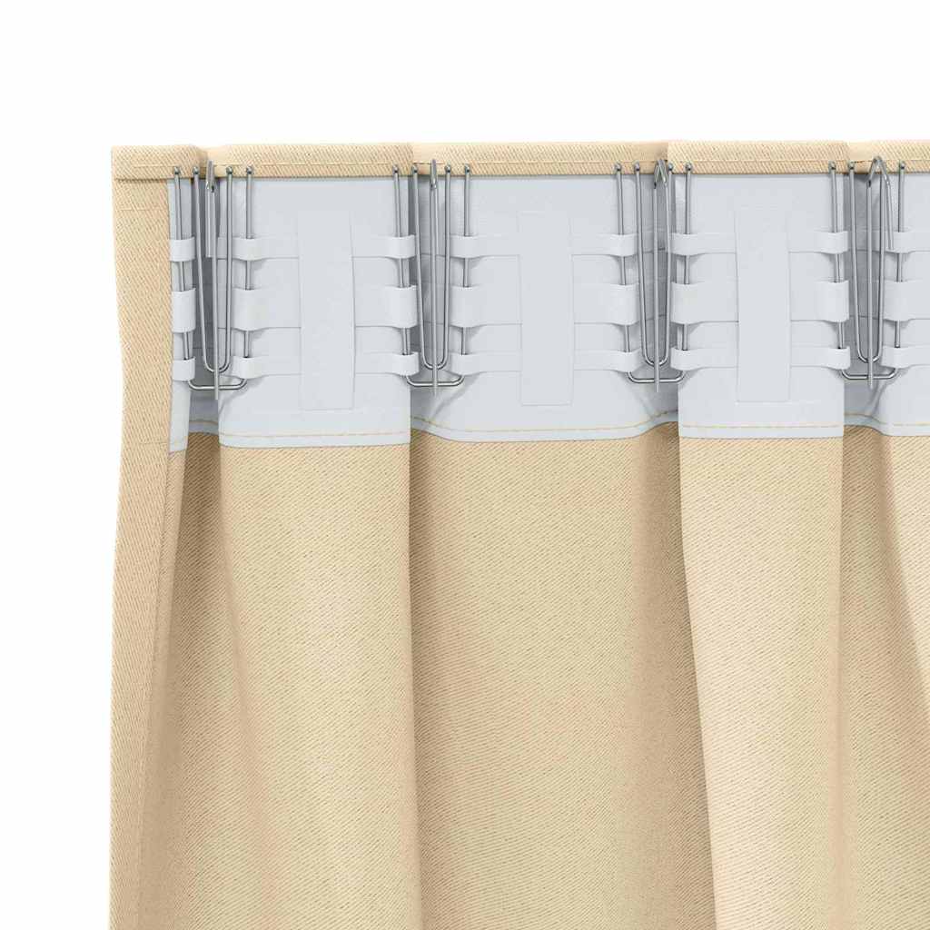 Tende Blackout con Anelli 2 pz Crema 225 x 140 cm Poliestere