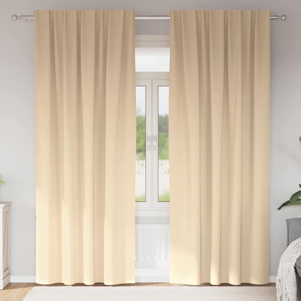 Tende Blackout con Anelli 2 pz Crema 260 x 140 cm Poliestere