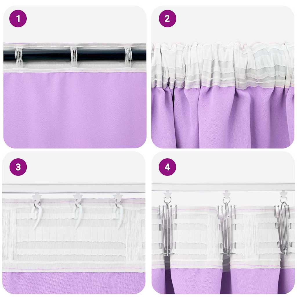 Tende Blackout con Anelli 2 pz Viola 260 x 140 cm Poliestere
