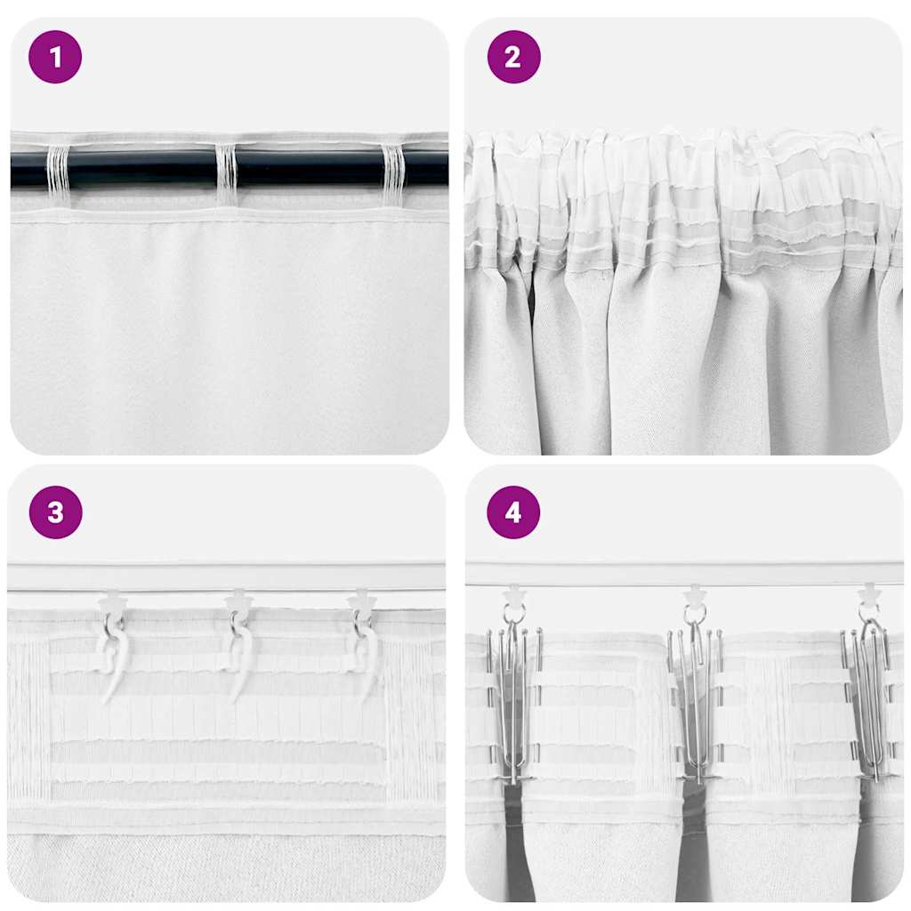 Tende Blackout con Anelli 2 pz Bianco brillante 175 x 140 cm