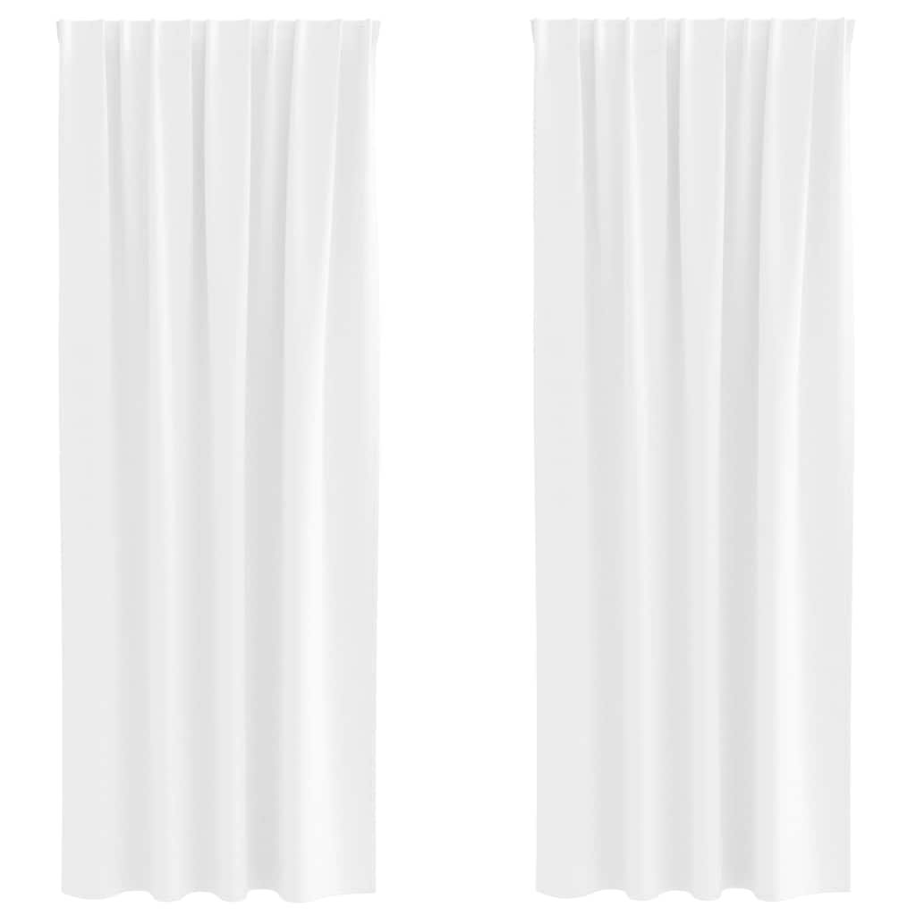Tende Blackout con Anelli 2 pz Bianco Puro 225 x 140 cm