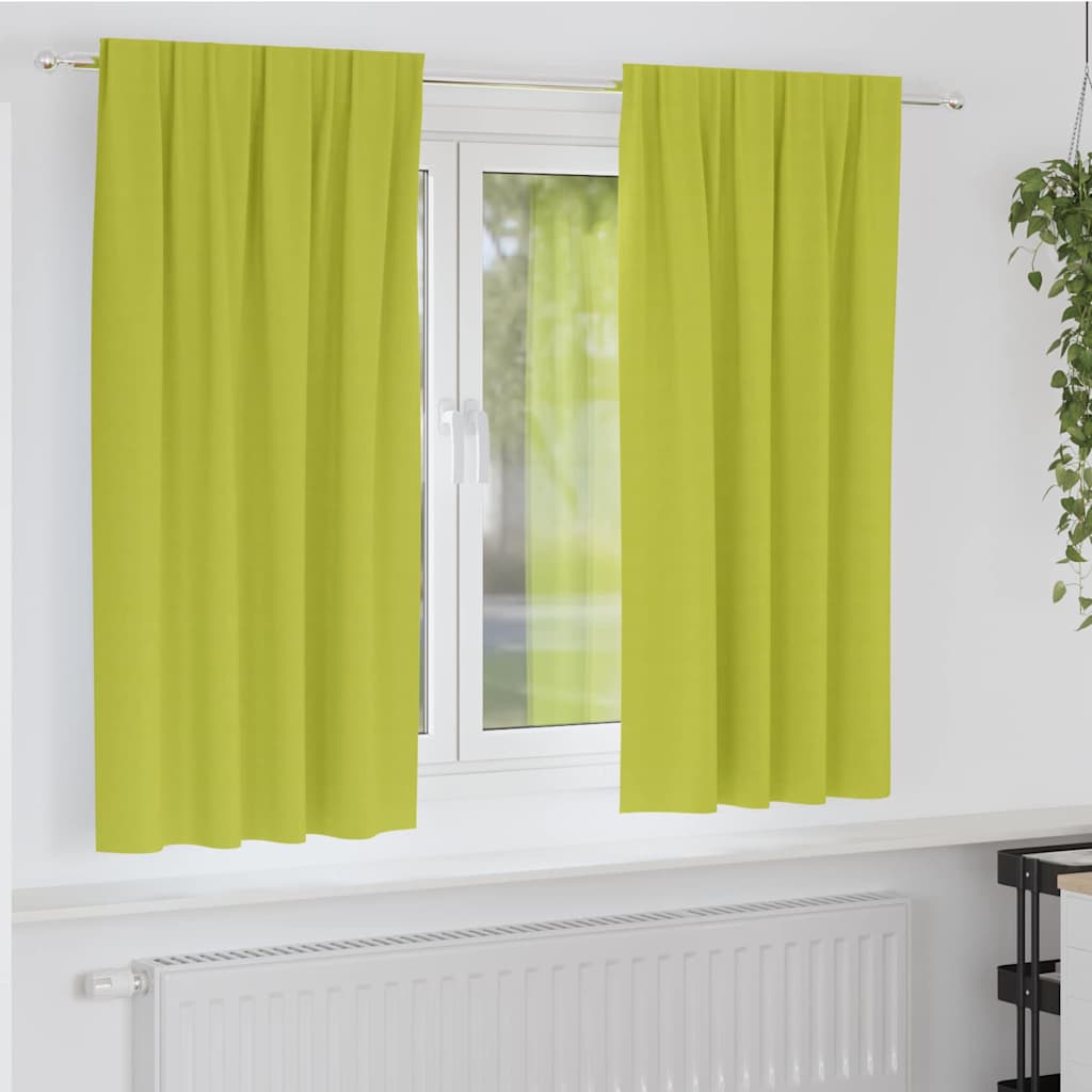 Tende Blackout con Anelli 2 pz Verde 175 x 140 cm Poliestere