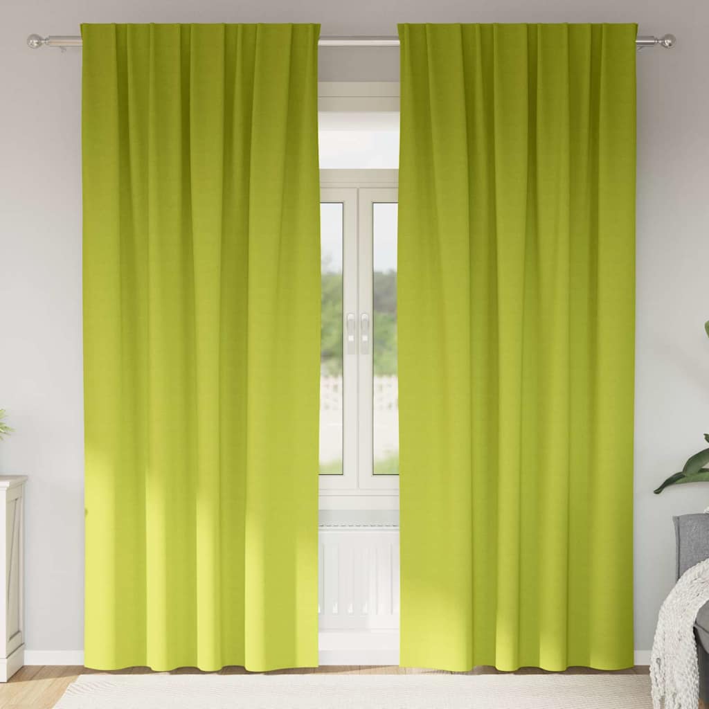 Tende Blackout con Anelli 2 pz Verde 225 x 140 cm Poliestere