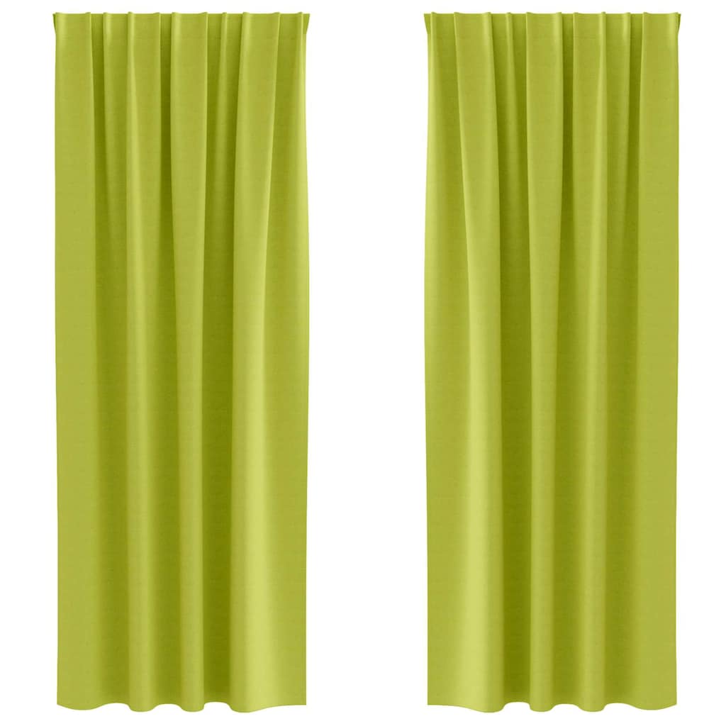 Tende Blackout con Anelli 2 pz Verde 225 x 140 cm Poliestere