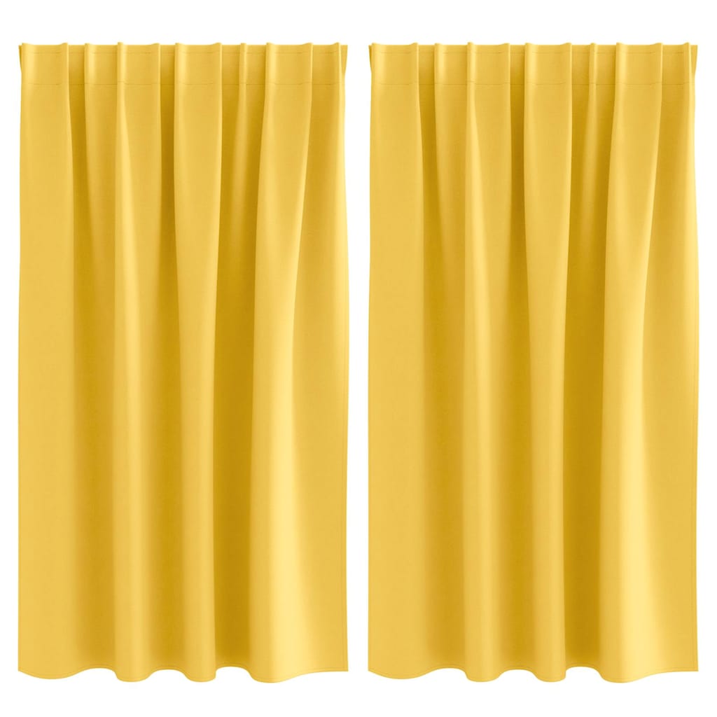 Tende Blackout con Anelli 2 pz Giallo Senape 140 x 140 cm
