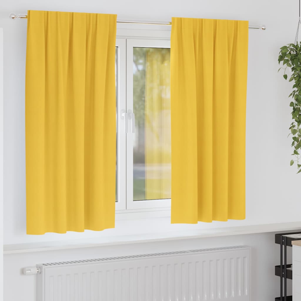 Tende Blackout con Anelli 2 pz Giallo Senape 175 x 140 cm
