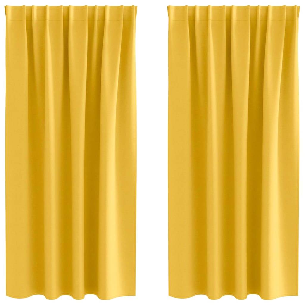 Tende Blackout con Anelli 2 pz Giallo Senape 175 x 140 cm
