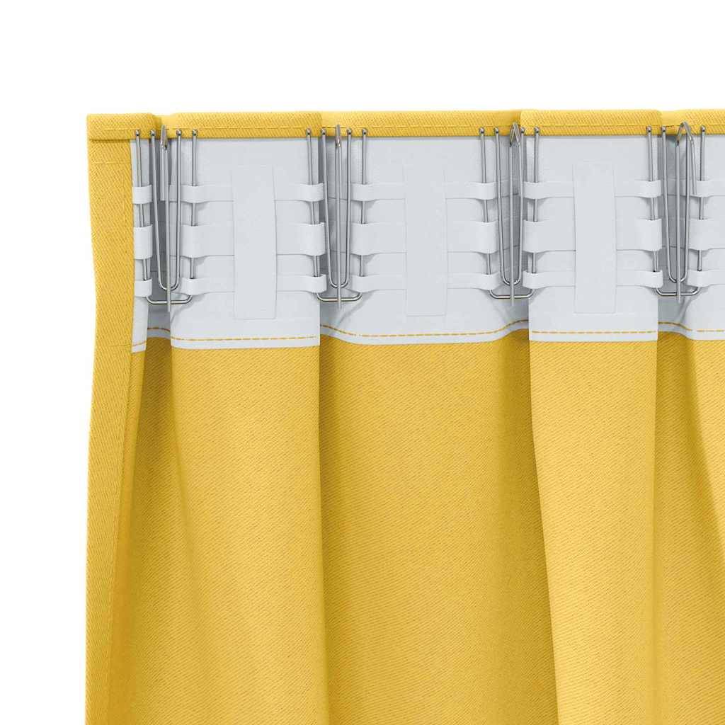 Tende Blackout con Anelli 2 pz Giallo Senape 175 x 140 cm