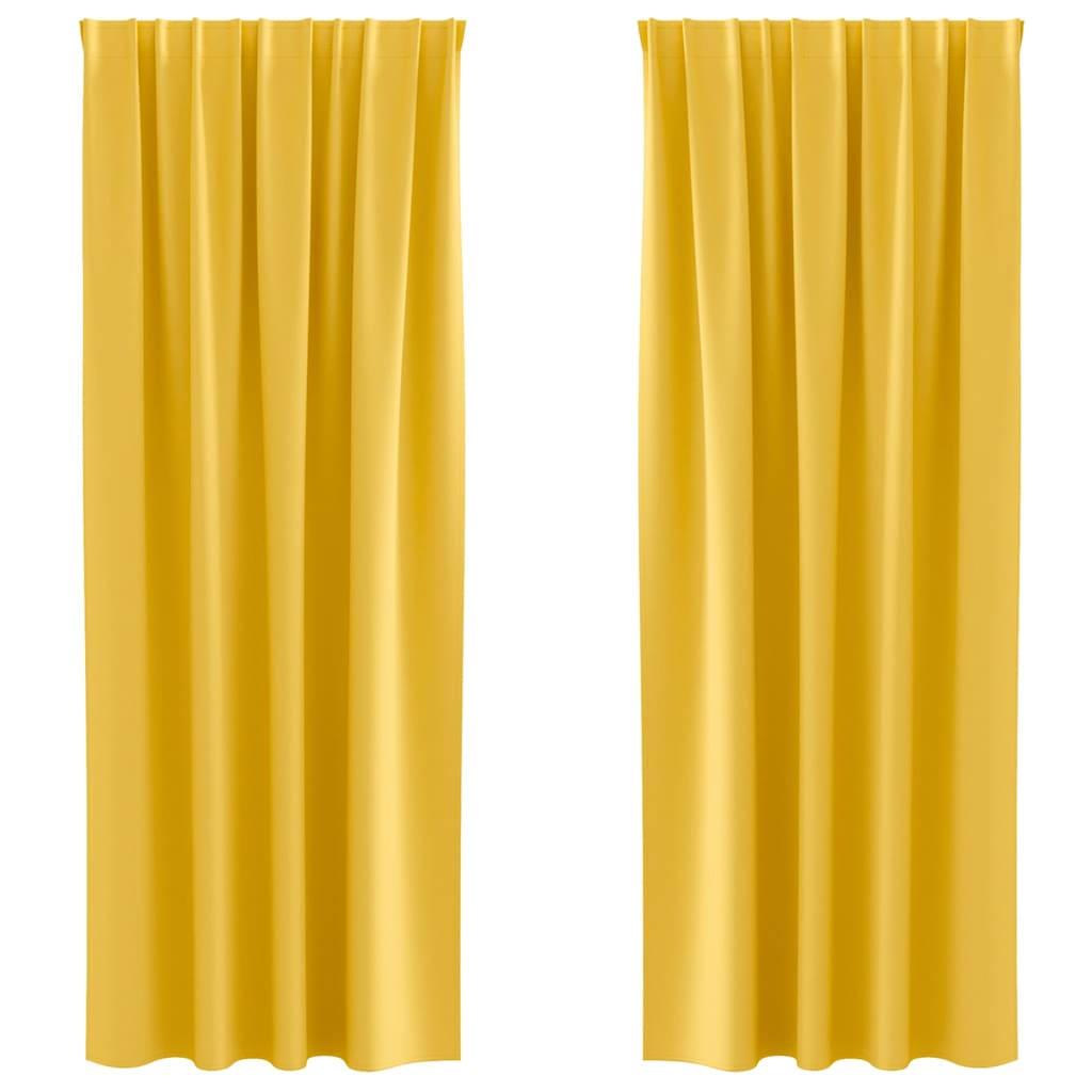 Tende Blackout con Anelli 2 pz Giallo Senape 225 x 140 cm