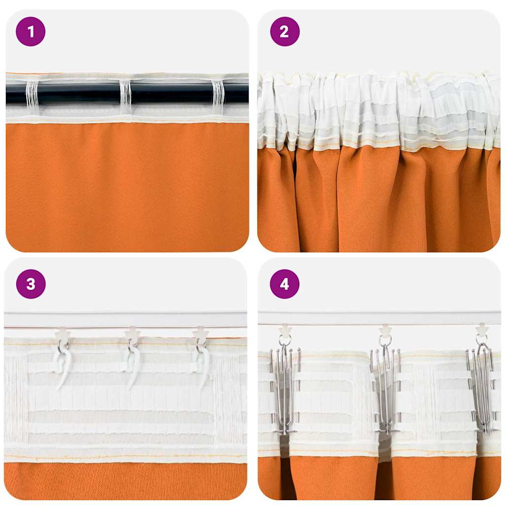 Tende Blackout con Anelli 2 pz Arancione Vivo 245 x 140 cm