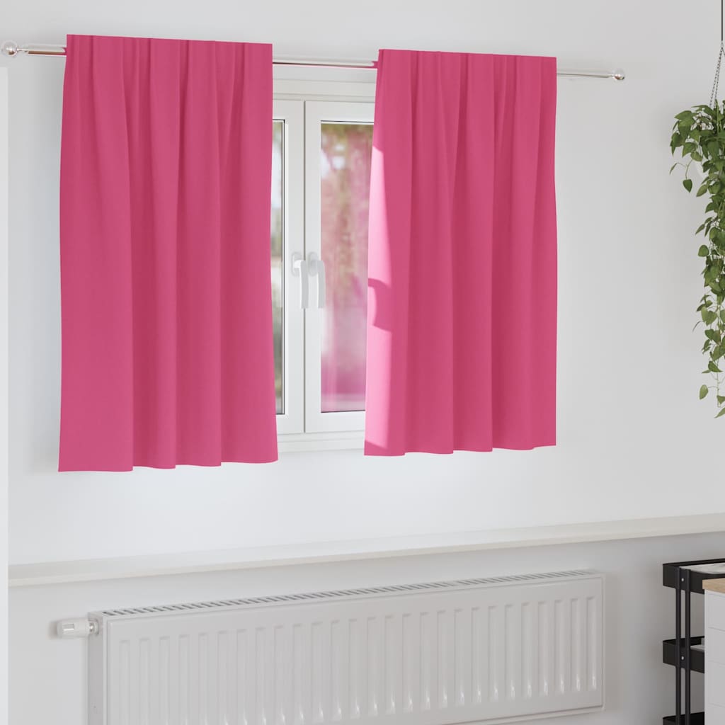 Tende Blackout con Anelli 2 pz Rosa Vivo 140 x 140 cm