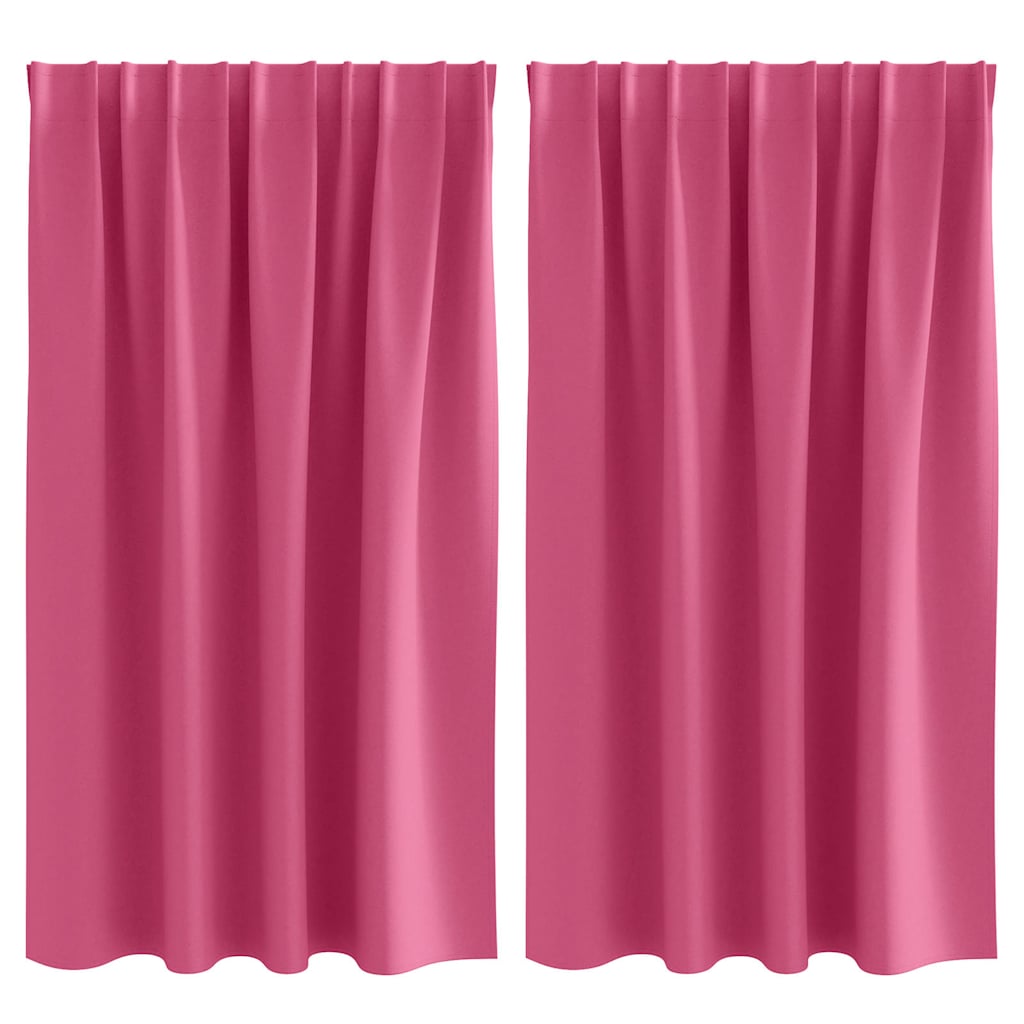 Tende Blackout con Anelli 2 pz Rosa Vivo 140 x 140 cm