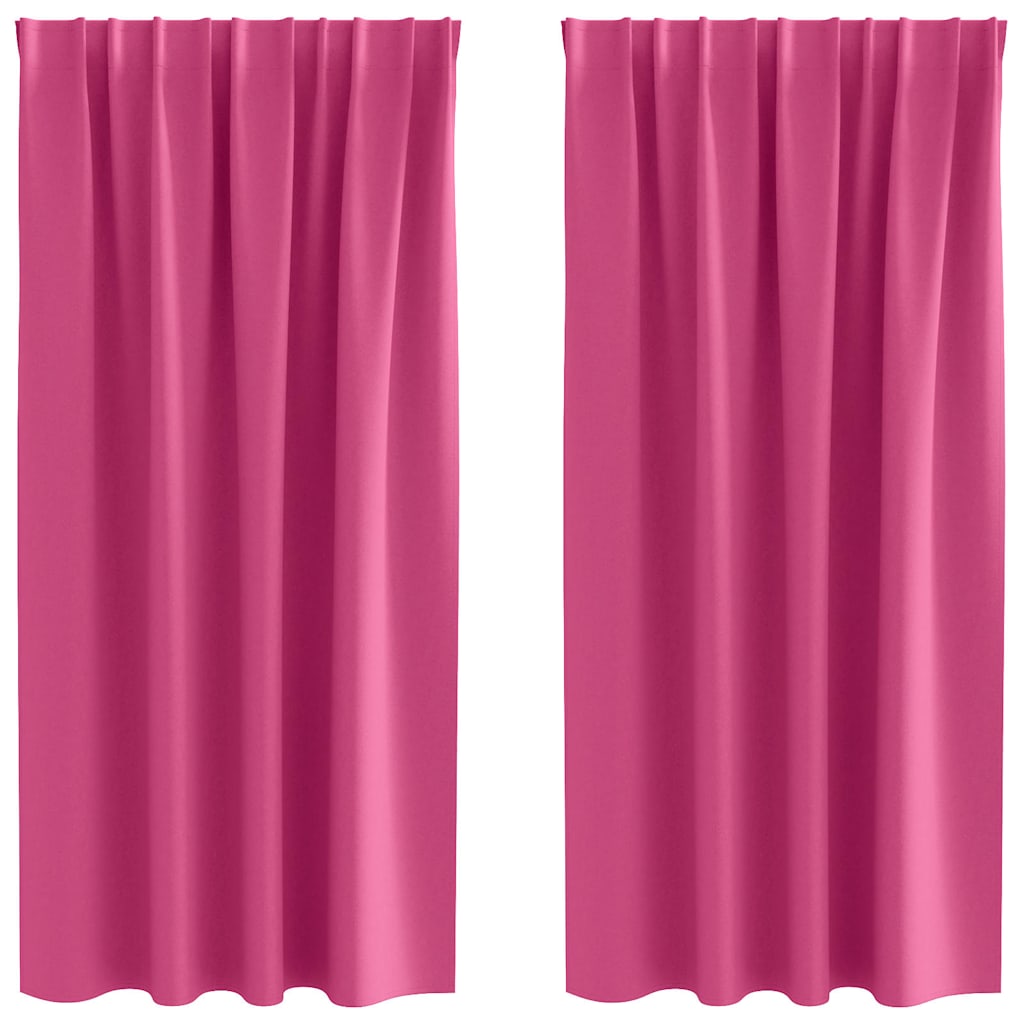 Tende Blackout con Anelli 2 pz Rosa Vivo 175 x 140 cm