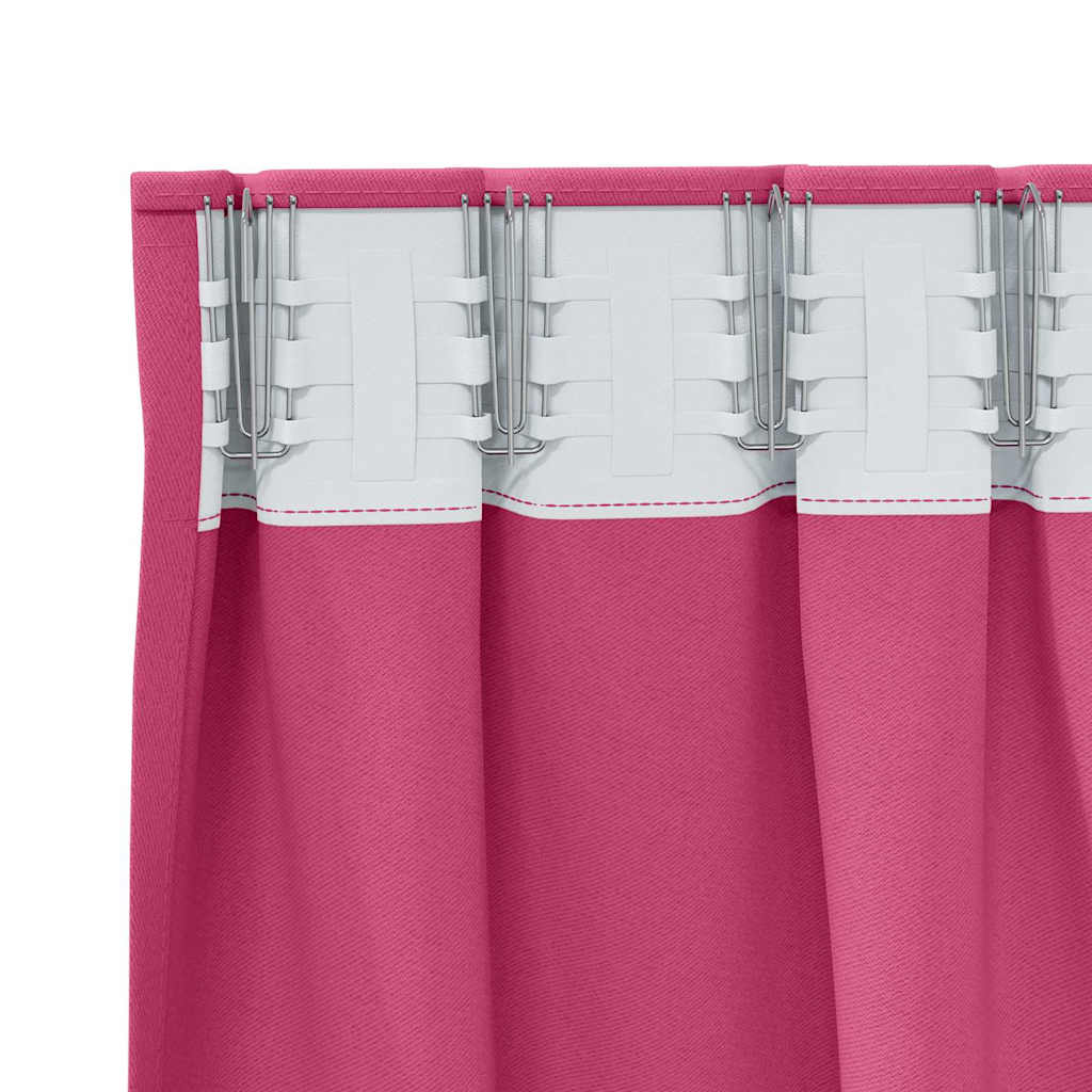 Tende Blackout con Anelli 2 pz Rosa Vivo 175 x 140 cm