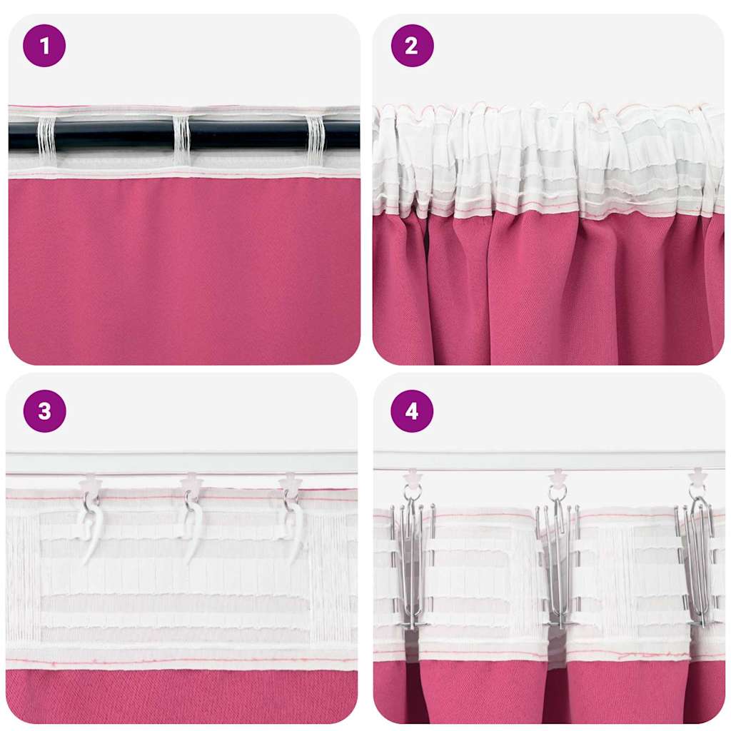 Tende Blackout con Anelli 2 pz Rosa Vivo 175 x 140 cm