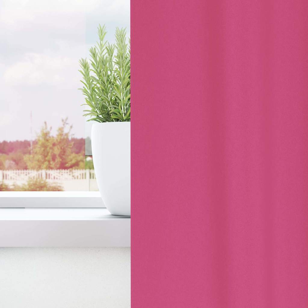 Tende Blackout con Anelli 2 pz Rosa Vivo 225 x 140 cm