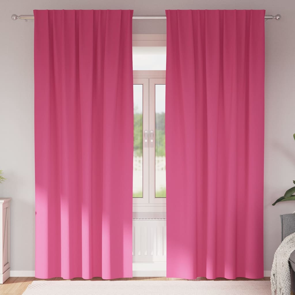 Tende Blackout con Anelli 2 pz Rosa Vivo 260 x 140 cm