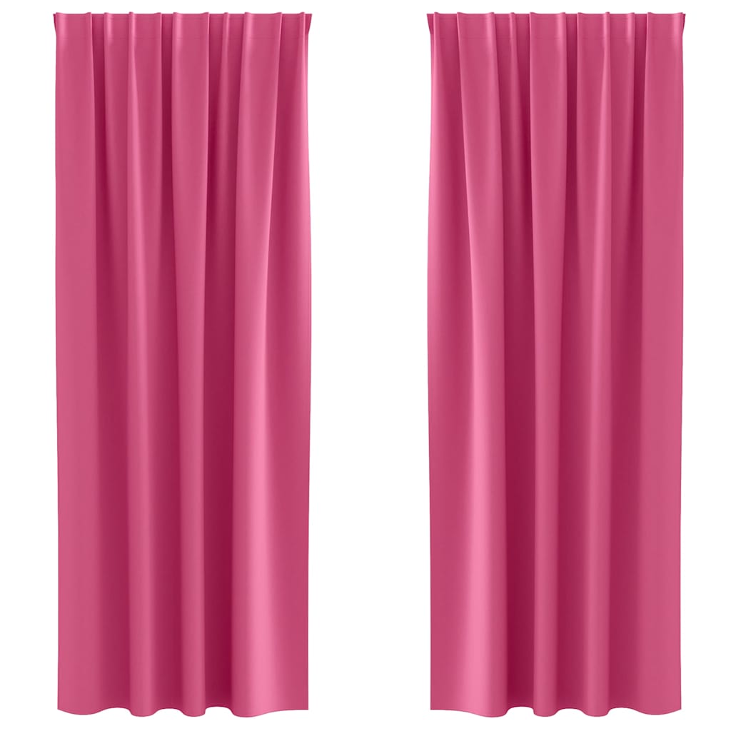 Tende Blackout con Anelli 2 pz Rosa Vivo 260 x 140 cm