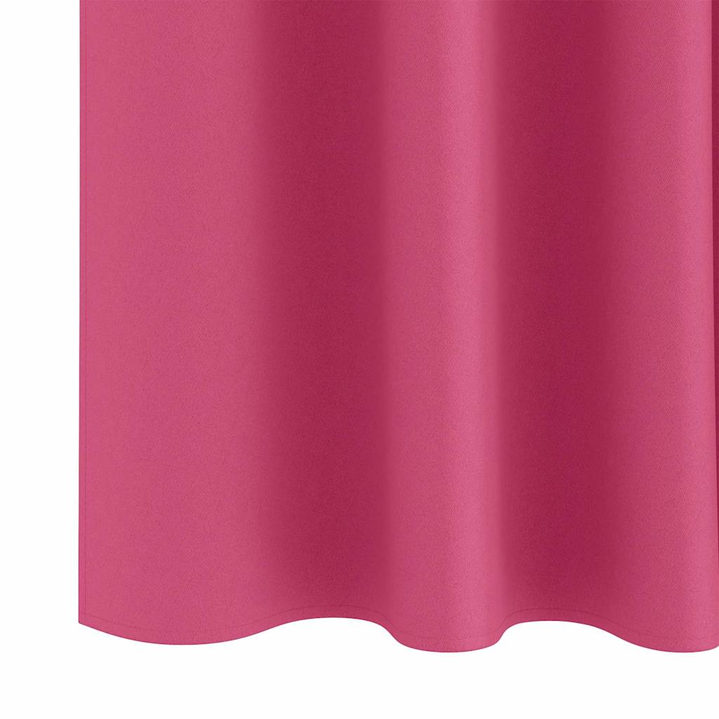 Tende Blackout con Anelli 2 pz Rosa Vivo 260 x 140 cm