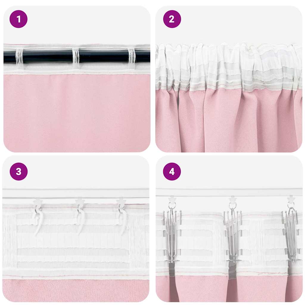 Tende Blackout con Anelli 2 pz Rosa baby 245 x 140 cm