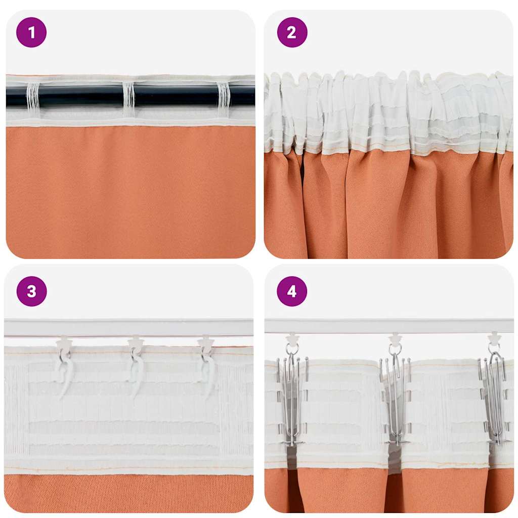 Tende Blackout con Anelli 2 pz Terracotta 260 x 140 cm